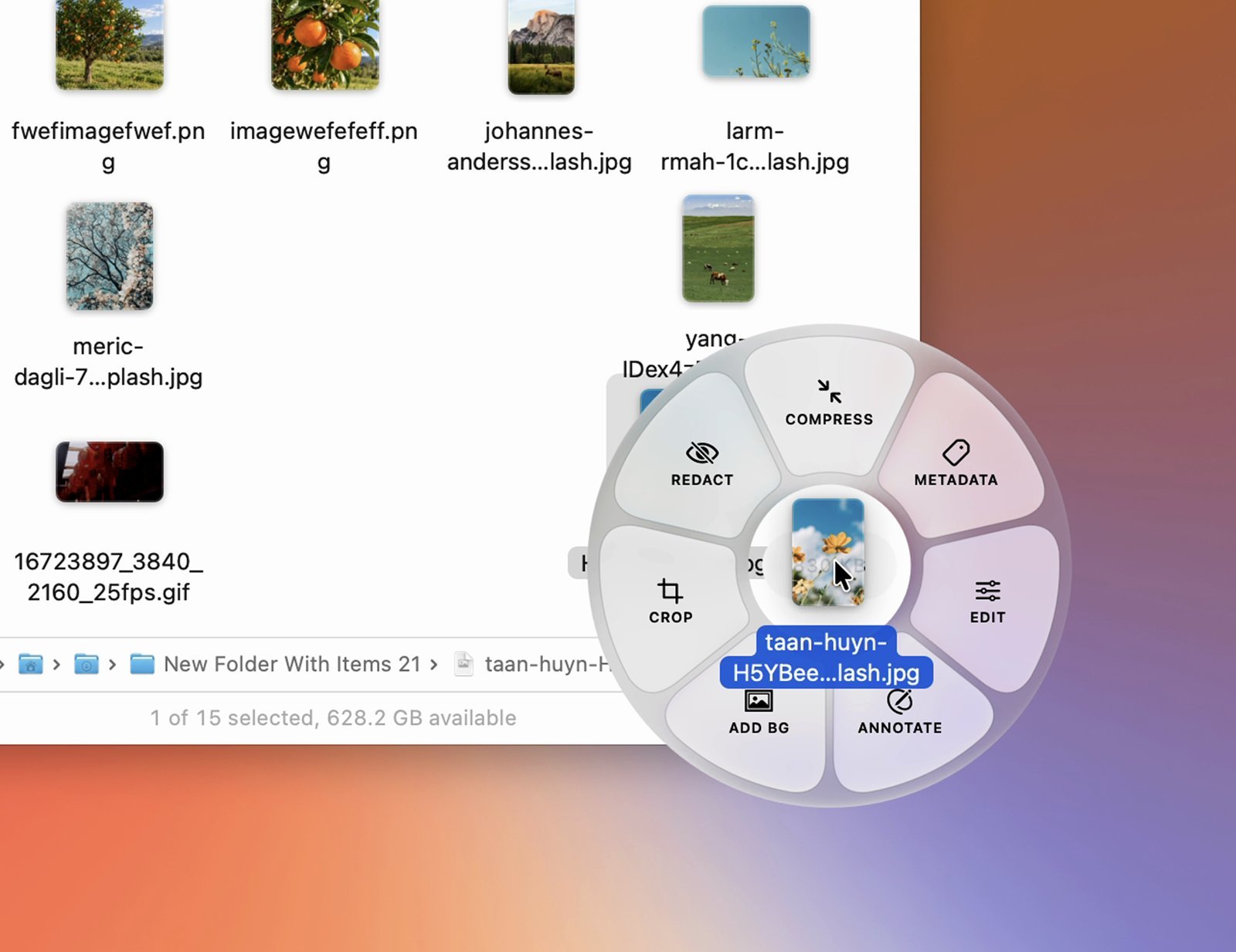 Les outils avancés de Tangerine accessibles avec Shift + Option : compresser, recadrer, couper